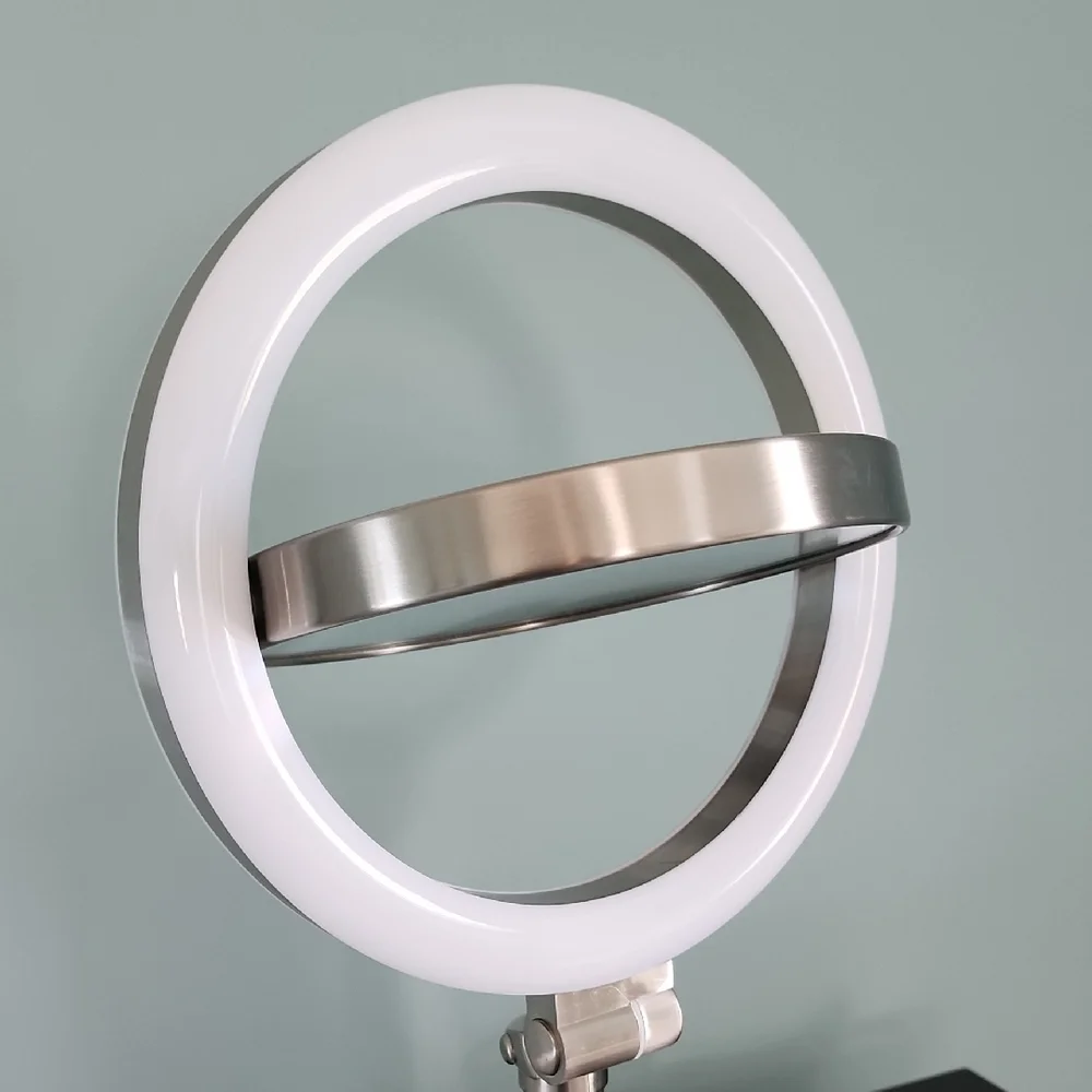 Brushed Nickel LED Vanity Mirror with White Light Ring